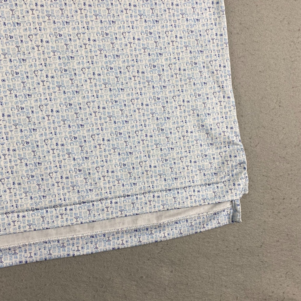 Peter Millar Golf Polo shirt M Cocktail Friday Margarita White Blue Print AOP - Picture 7 of 15